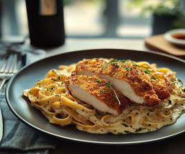 TAGLIATELLE AU POULET GRATINE